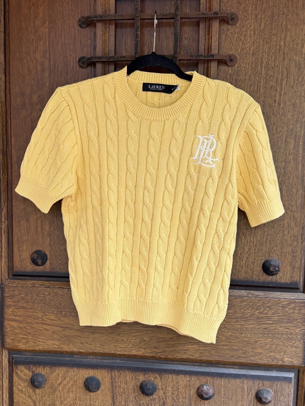 Ralph Lauren Yellow Cable-Knit Crewneck Sweater Size M